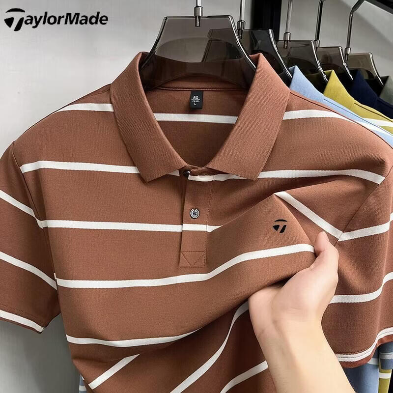 Taylormade泰勒梅高尔夫运动纯棉Polo衫户外休闲短袖体恤翻领上衣 浅蓝 4XL 建议190-210