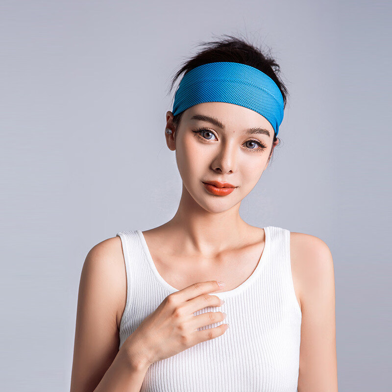 WANIOT冷感速干运动发带男女通用止汗头巾瑜伽跑步冰丝头带 蓝色冷感速干发带