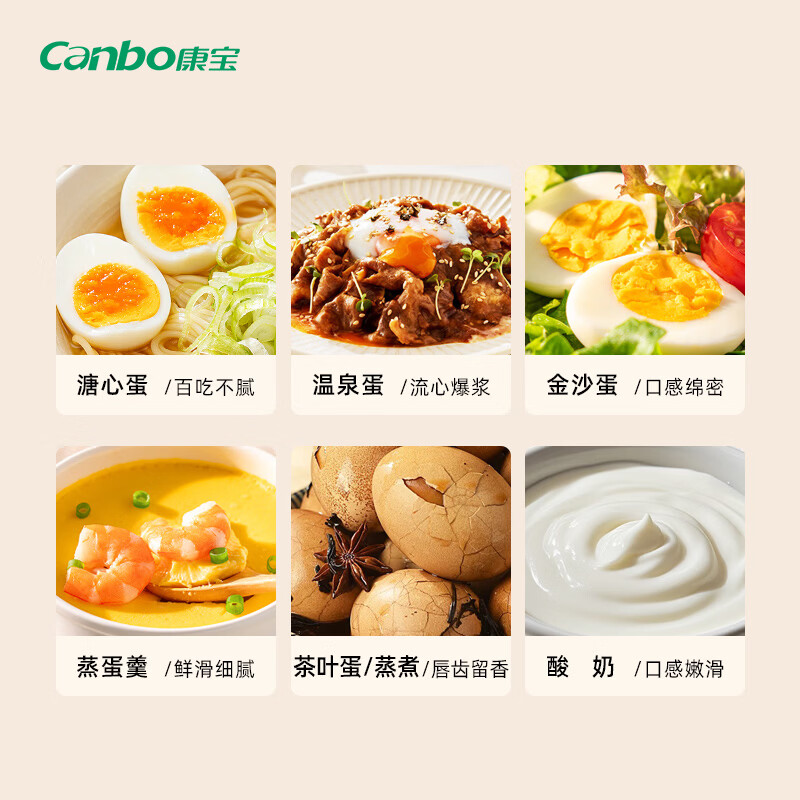 康宝(Canbo)煮蛋器 蒸蛋器双层迷你小型蒸锅智能定时煮鸡蛋神器多功能早餐一体机自动断电 双层 【特价款】六大功能 | 可蒸可煮
