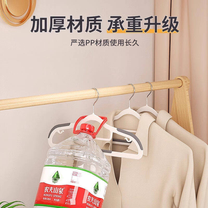 米卡博新款无痕衣架成人整理师家用衣柜收纳晾晒防滑肩角衣服架护领衣撑 防滑无痕双位款/整理师同款升级款【20个】 静谧灰