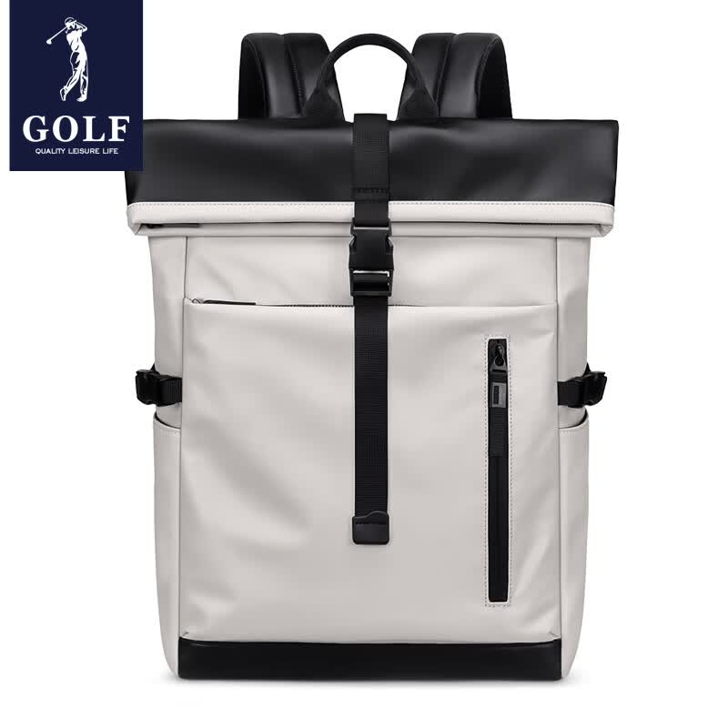 高尔夫（GOLF）双肩包男女百搭背包女休闲旅行学生书包防泼水出游背包【Q】 款式5-灰白配黑