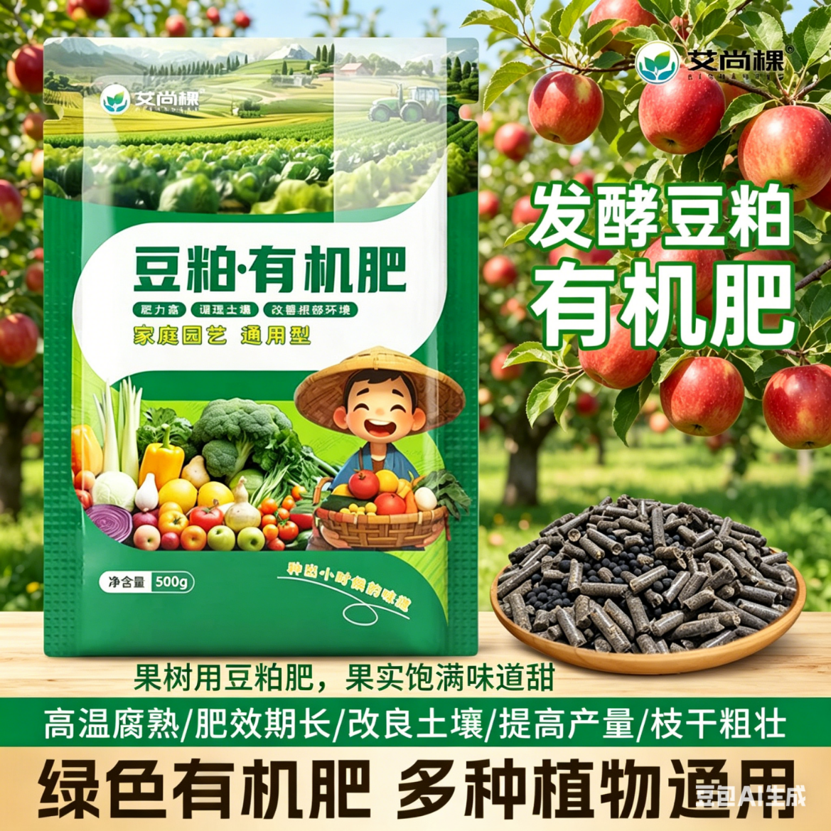 豆粕有机肥腐熟发酵家用种菜果树花卉肥料通用型生物有机长效底肥 500克5袋