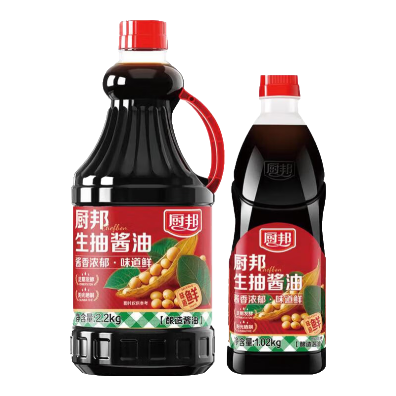 厨邦生抽酱油2.2kg酿造酱油炒菜家用提鲜红烧蒸鱼大瓶装 厨邦生抽酱油2.2kg+1.02kg