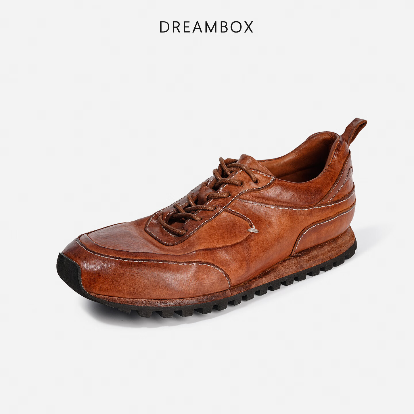 DREAMBOX钧博女鞋水洗马皮轻便透气运动休闲鞋夏季新款百搭舒适老爹鞋 砖红色 34