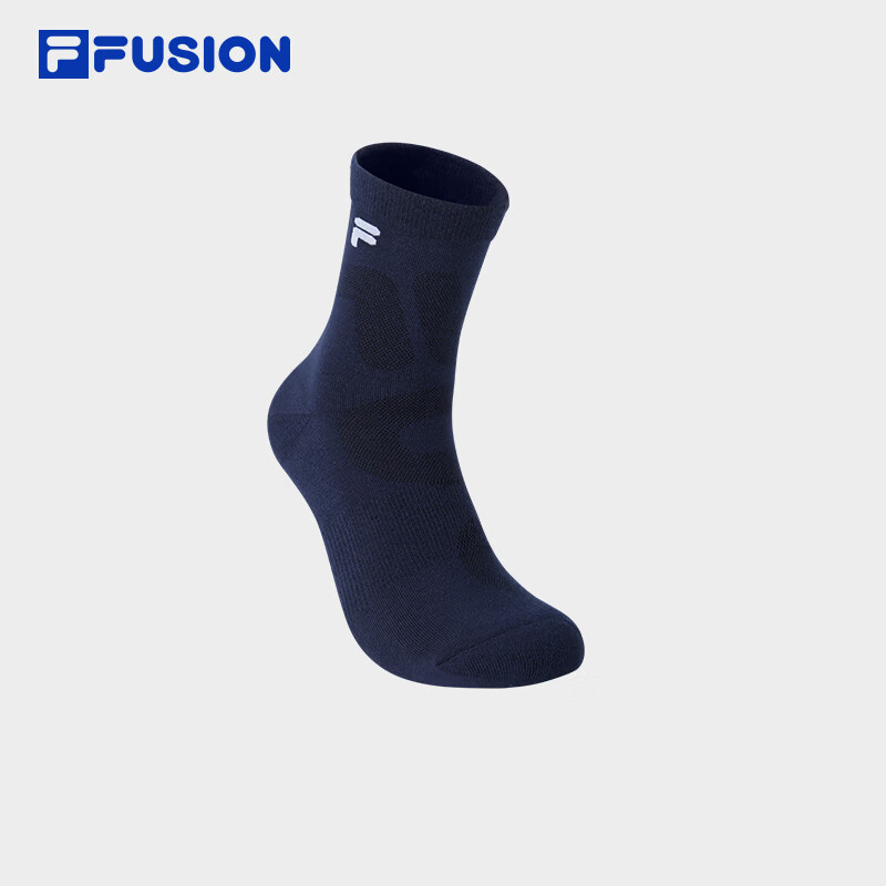 FILA FUSION斐乐潮牌情侣款中腰袜2026秋季新款运动袜舒适中筒袜 藏缘蓝-DB S