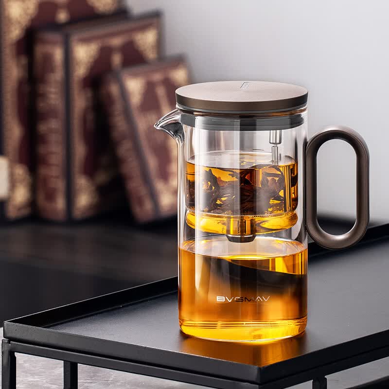 BVGMAV玻璃茶水分离杯茶杯男士泡茶专用高颜值2026新款耐高温防爆防摔杯 磁旋泡茶壶