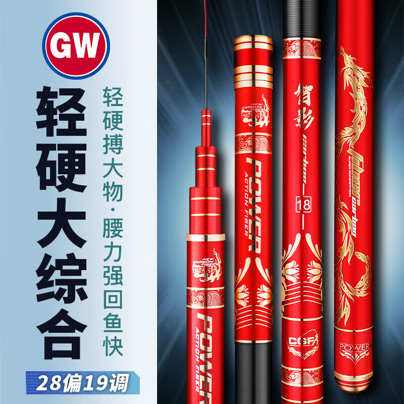 光威（GW）6.3米智影鱼竿5H超轻超硬湖库大综合竿28偏19调钓鱼杆台钓竿鲤竿