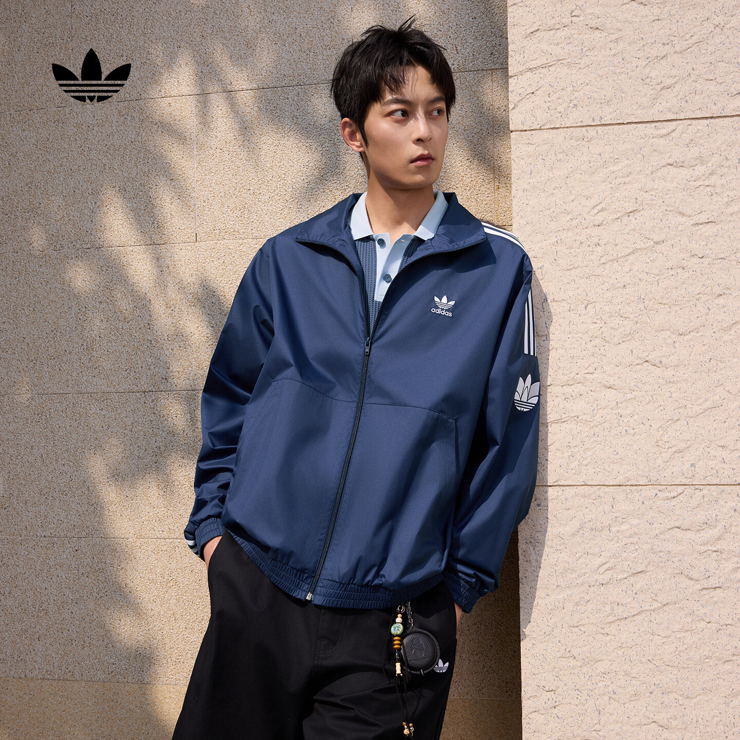adidas通勤百搭三条纹休闲运动夹克外套男女春阿迪达斯三叶草