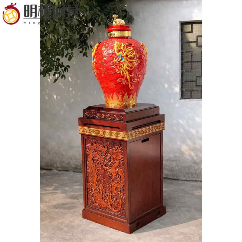 YUANZU五粮液凤坛100斤陶瓷空酒瓶摆件酒柜装饰品高端酒坛50L