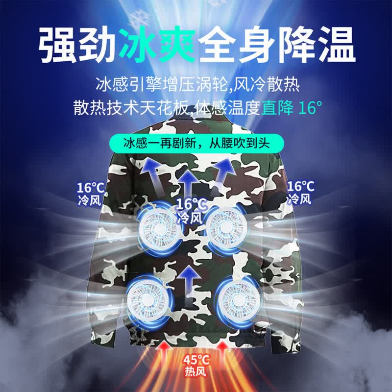 洲末夏季降温空调服带风扇的衣服户外防暑充电制冷劳保工人工地工作服 4风扇灰色2件+2个36V9900万电池配件一套【3C认证】 4XL 170-200斤