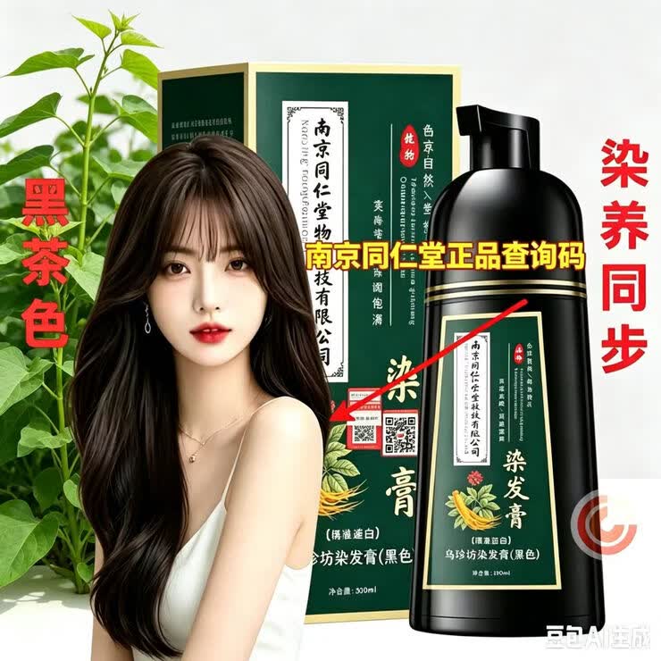 乌珍坊&染发膏植物无刺激不粘头染发剂女士专用自己在家 自然黑 巧克力咖啡【南京同仁堂】 500ml