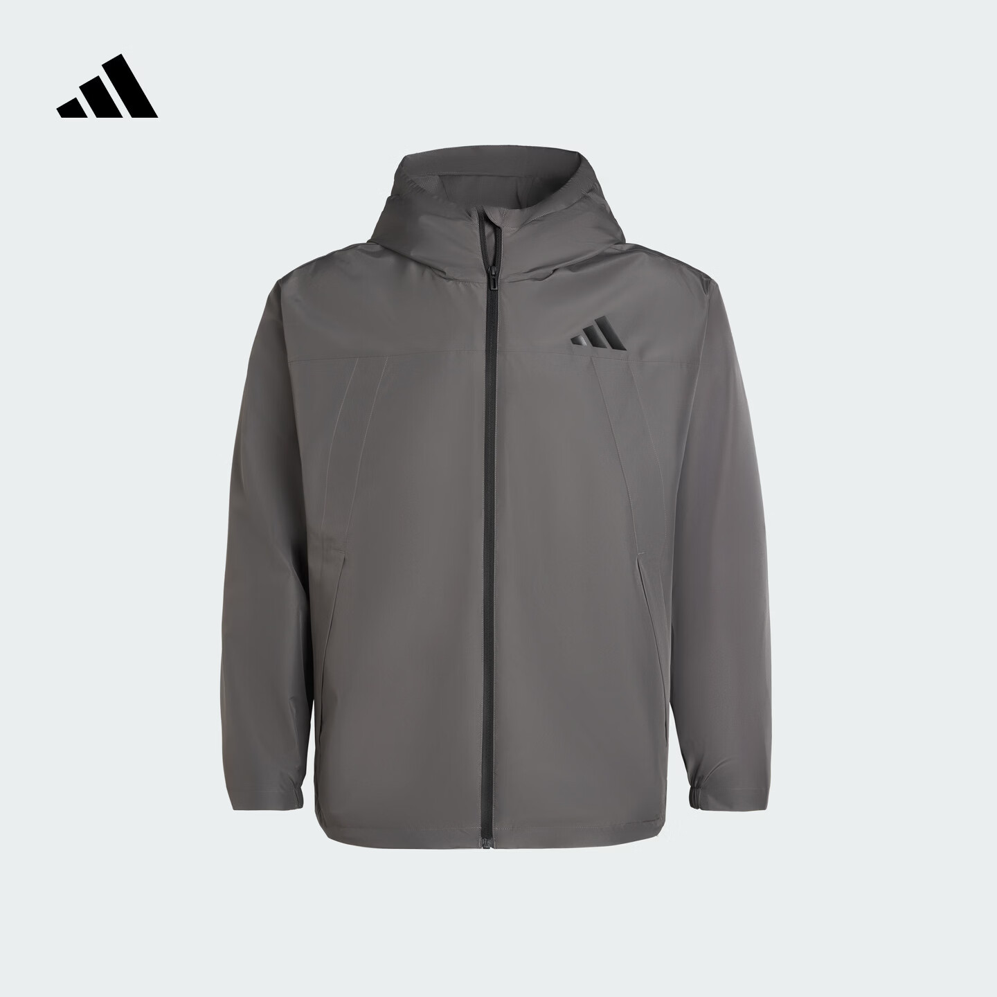 adidas拒水简约百搭梭织休闲连帽夹克外套男女春季阿迪达斯轻运动