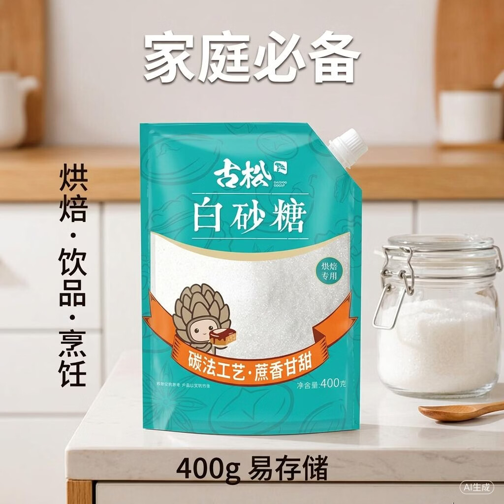 古松砂糖食糖 带盖白砂糖400g 易存储烘焙原料奶茶咖啡伴侣始于1998