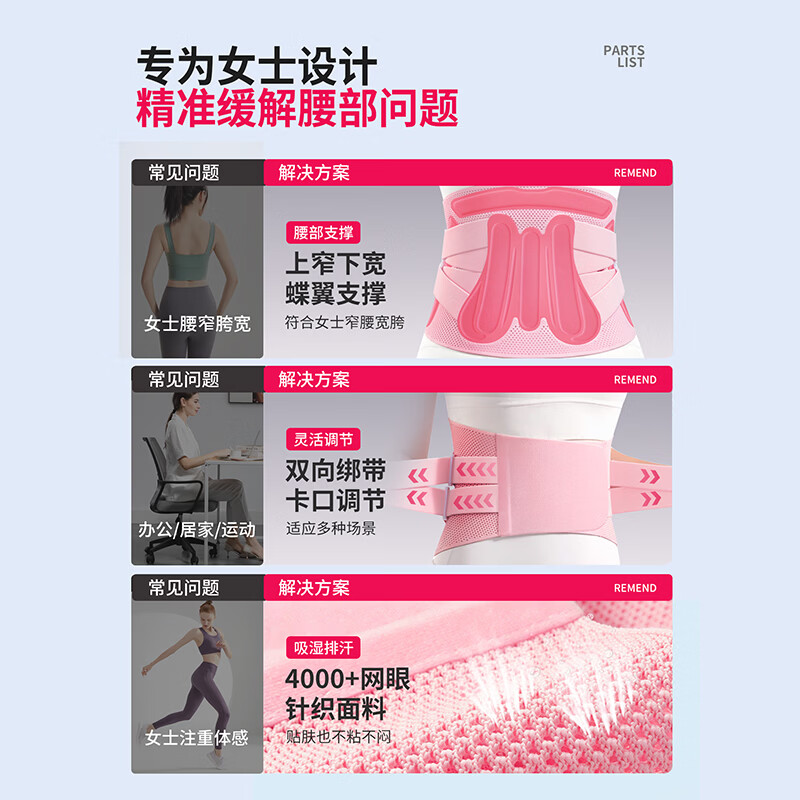 LISM日本品质医用护腰带腰间盘劳损女士腰部腰肌突出疼痛支撑久坐腰托 女士专用【升级蝶翼支撑】4+1弹簧护脊/透气不闷 XXL码【适合体重160-200斤】