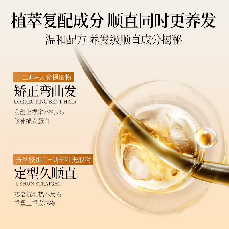 发可乐拉直蛋白矫正直发膏刘海矫正软化剂头发柔顺胎毛定型药水免拉家用 免拉免夹-沙龙专供 600ML 漂发/烫发液 直发膏