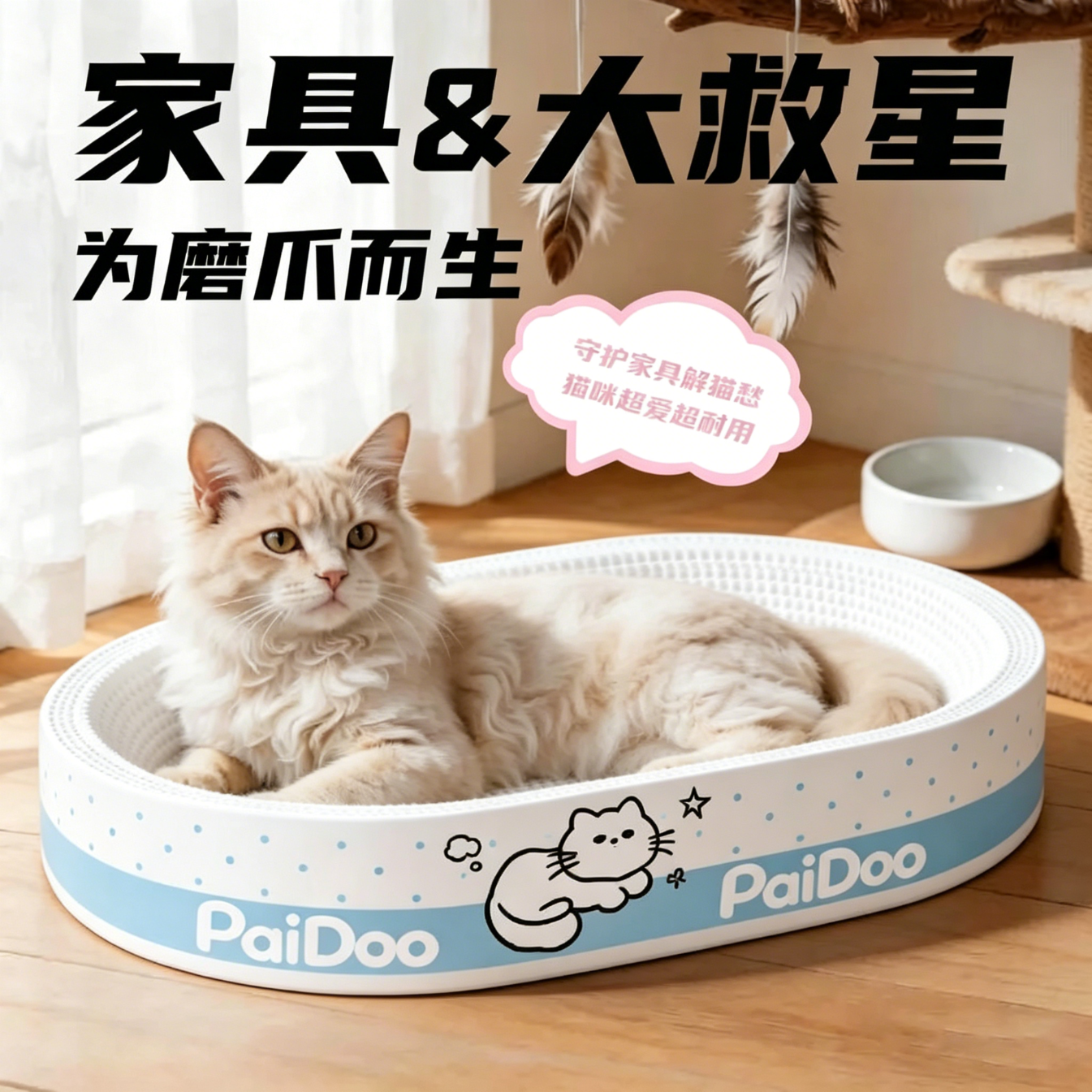 瓜洲牧白牛卡懒喵奶蓝高品质猫抓板50*35*9 10.9元，瓜洲牧L型加厚猫爪板50cm 7.9元 - 线报酷