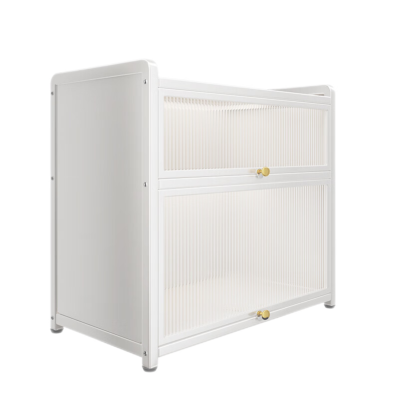 帥仕杯架置物架水杯子收納架杯具茶具架臺面客廳零食架儲物柜碗筷柜子 白2層長(cháng)40【可放水壺】亞克力門(mén)