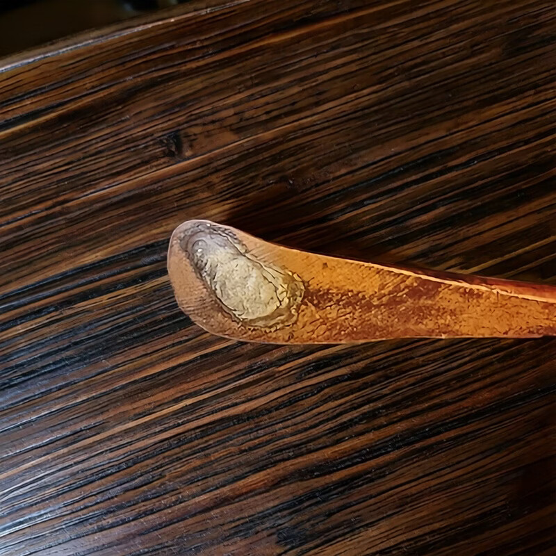 新中式手工锤纹鎏银紫铜茶拨茶匙茶则茶勺功夫茶道配件取茶分茶器 紫铜鎏银茶拨