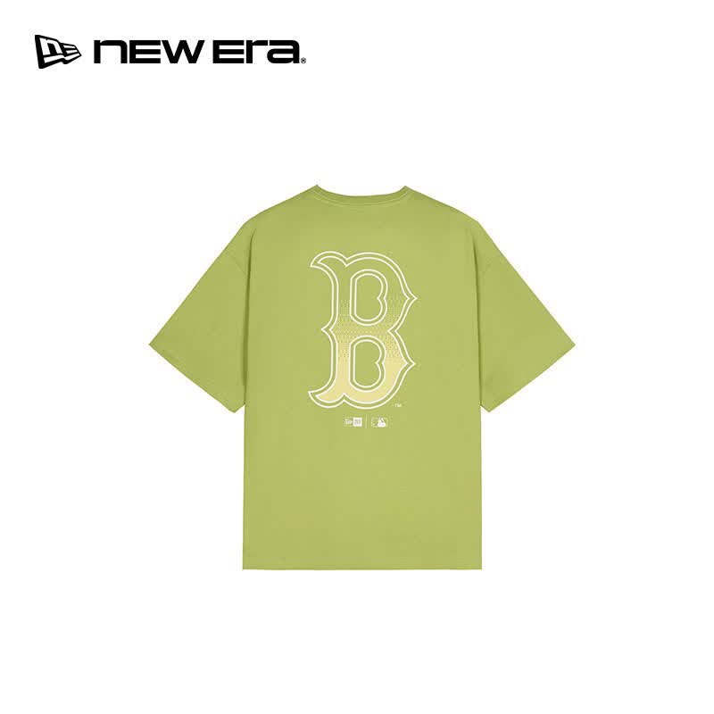 NEW ERA纽亦华26新品MLB运动像素渐变风印花短袖T恤男女同款NE 14905207-绿色/波士顿红袜队 S