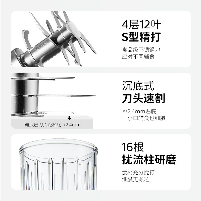 友多(YouDo)辅食机婴儿打泥机宝宝料理机多功能搅拌机食物研磨器工具打泥神器 【全钢】单杯单刀_10叶刀太空款 10叶刀头