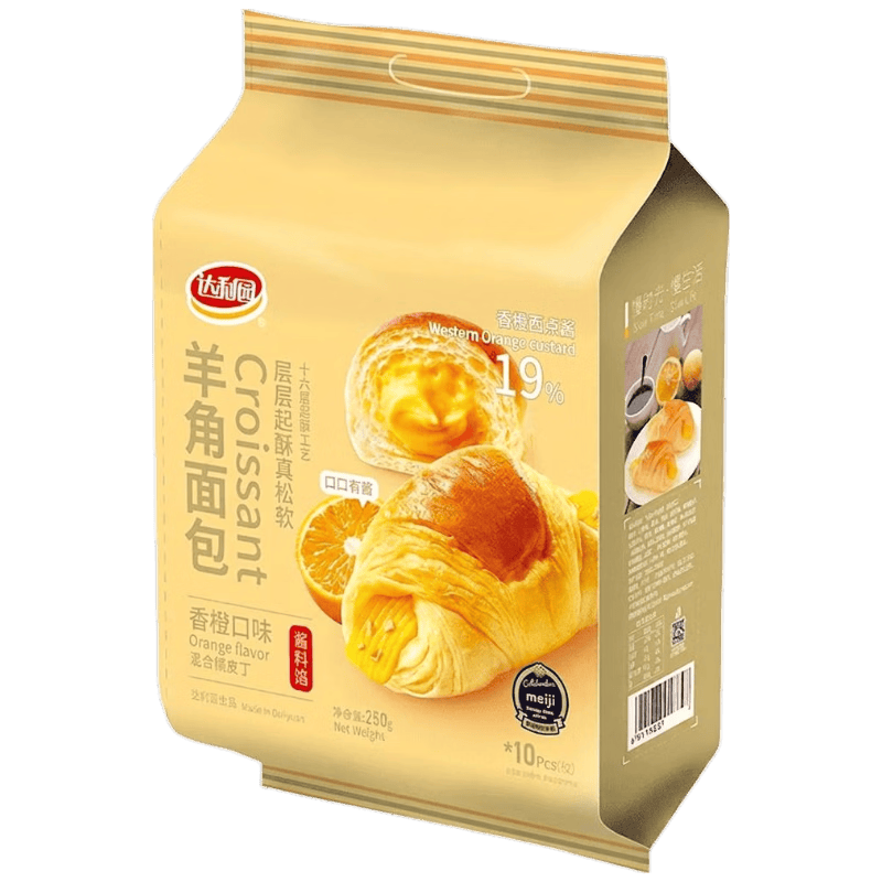 达利园羊角包香橙味250g夹心手撕面包学生早餐休闲零食牛角包独立包装