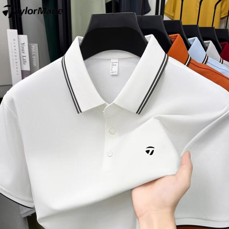 泰勒梅男士高尔夫运动短袖POLO衫夏季新款商务高端t恤冰丝上衣 酒红 常规 4XL 185-200斤