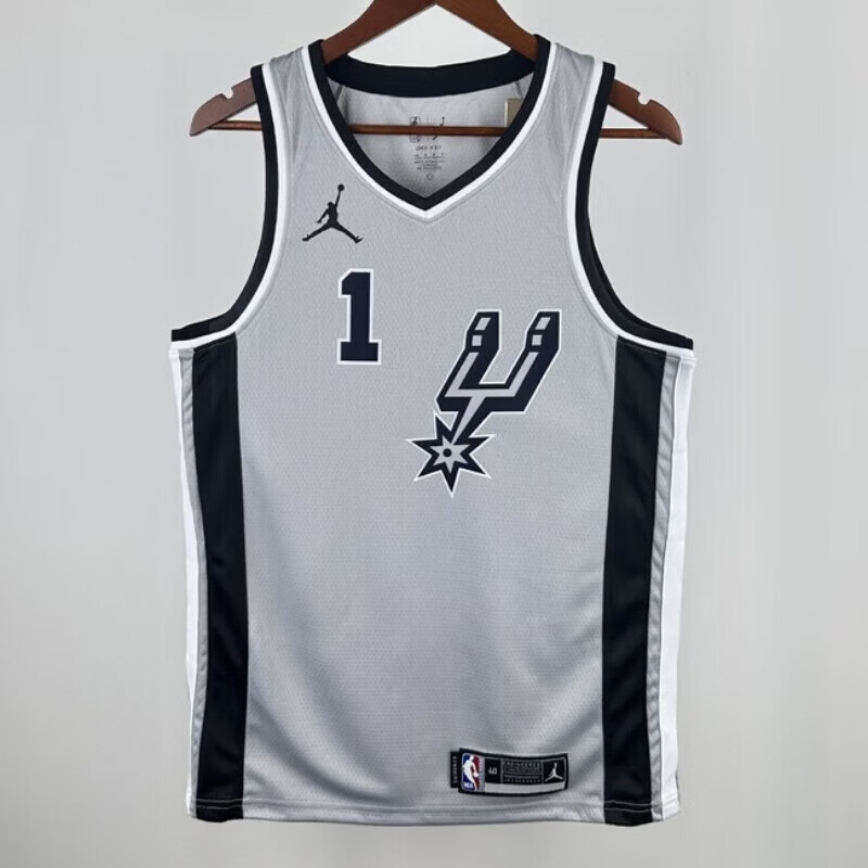 NBA KIDS球衣马刺队文班亚篮球服马伦纳德索汗AJ美式运动背心 马刺队球衣1号文班亚马 S 身高160-170cm,90-115斤
