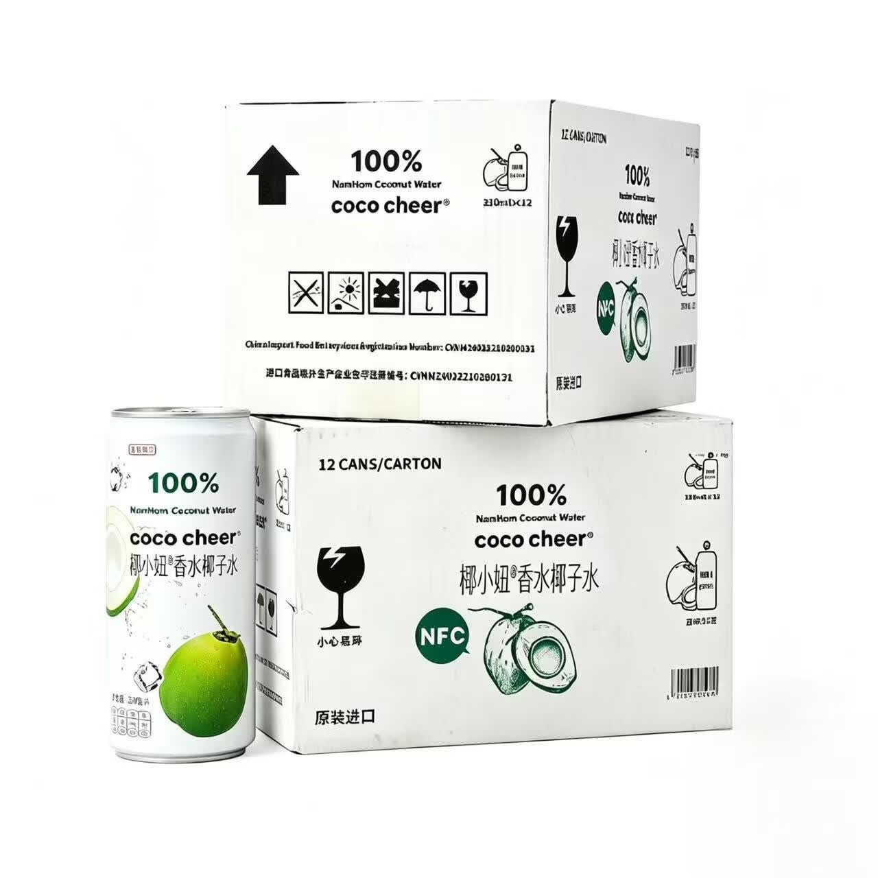椰小妞越南原瓶进口NFC100%香水椰子水 0脂电解质椰子饮料夏日畅饮整箱 24听（12听*2箱）