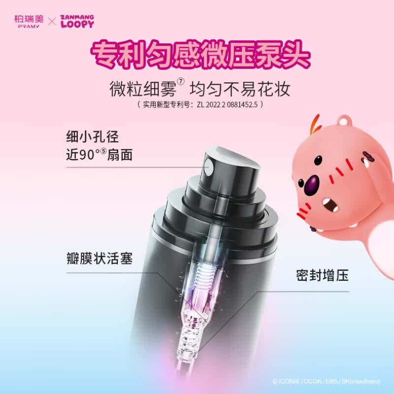 柏瑞美（PRAMY）loopy2.0联名款后台定妆喷雾保湿定妆持久不易脱妆-T3 柔焦雾面(黑瓶)100ml