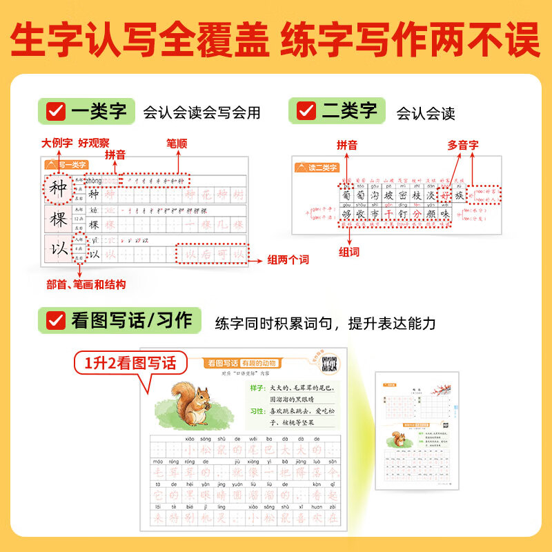 沐芽2026暑假字帖每日一练小学1-6年级人教版部编版同步新教材上册下册复习预习视频讲解 【3升4】暑假字帖(全国通用)76页