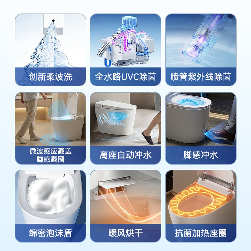 京东京造黑鲸pro全智能马桶家用坐便器静音冲水感应翻盖抗菌防溅包安装