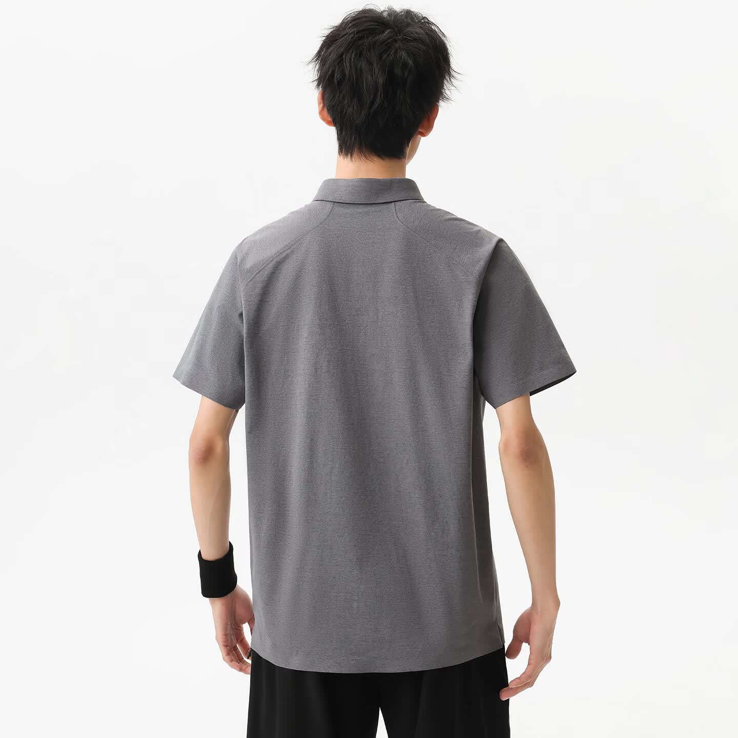布衣传说【合集】夏季纯色polo衫男短袖宽松半袖打底衫 深紫灰15278 XL