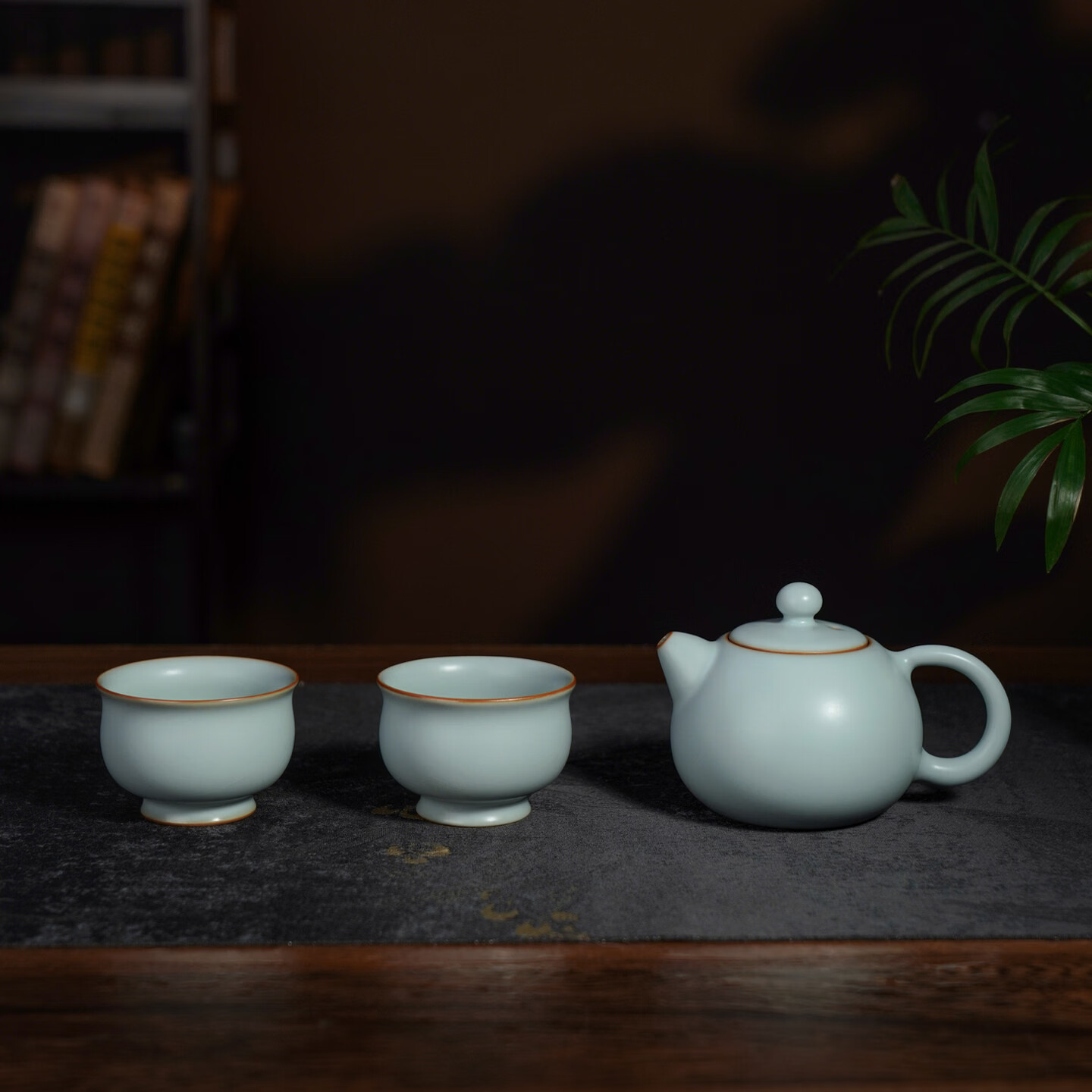 仁慈佑物茶具茶壶盖碗套装汝窑高档礼盒装 全手工陶瓷青瓷 西施元宝茶组 西施元宝茶组  不开片汝窑 3件