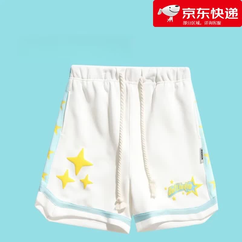 【新品】美式街头运动短裤男夏季宽松国潮牌篮球高街卫 白色 L