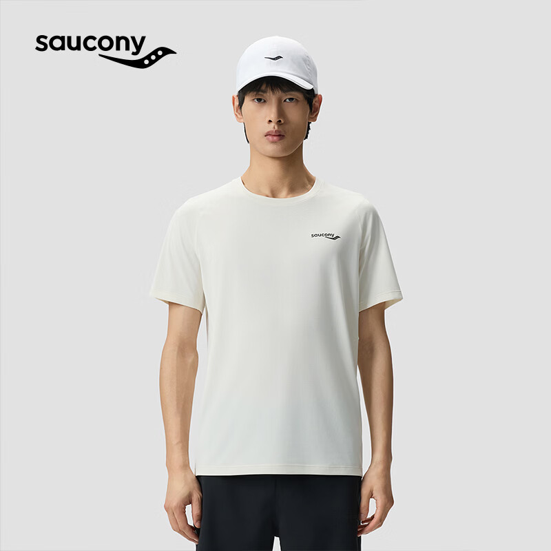 SAUCONY索康尼新品男子26夏季新品都市生活轻量速干运动T恤 燕麦白 L