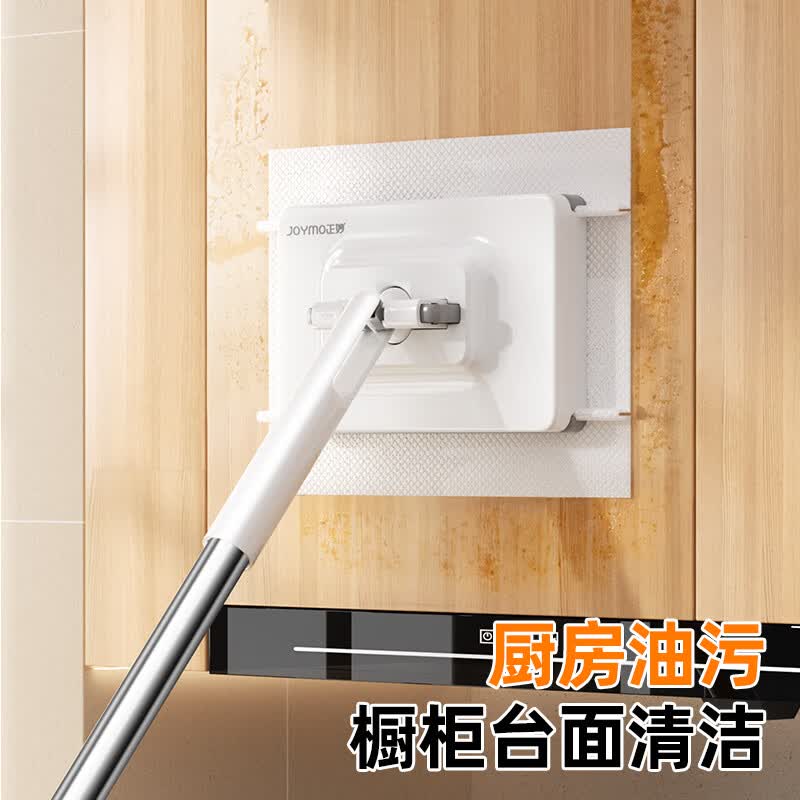 正妙拖把家用自动夹布拖把洗脸巾拖把静电除尘纸拖把拖地神器懒人拖把 【升级款 自动夹布拖把加长杆106cm】+可夹多种布