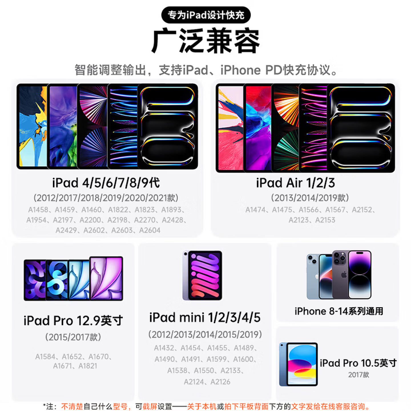 GUGI苹果ipad充电器适配原装充电线Air456代2022/第10/9代/2024/25款mini7/6平板Pro快充头Typec数据线 USB-C转lightning数据线-1米