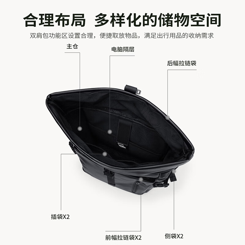 高尔夫（GOLF）双肩包男女百搭背包女休闲旅行学生书包防泼水出游背包【Q】 款式5-灰白配黑
