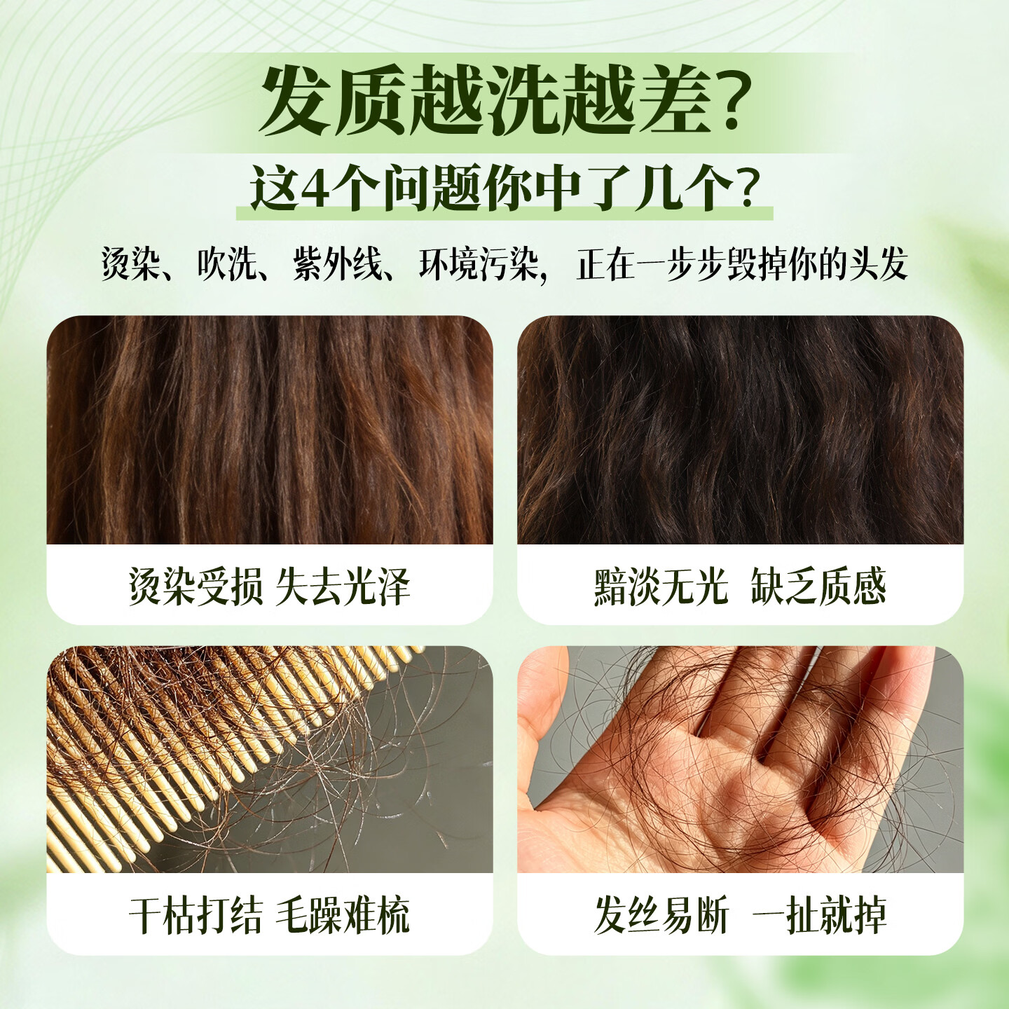 丝影国妆特证植物防脱洗发水掉断固发养发控油蓬松防脱精华液2大瓶 植物防脱洗发水500ml*2瓶