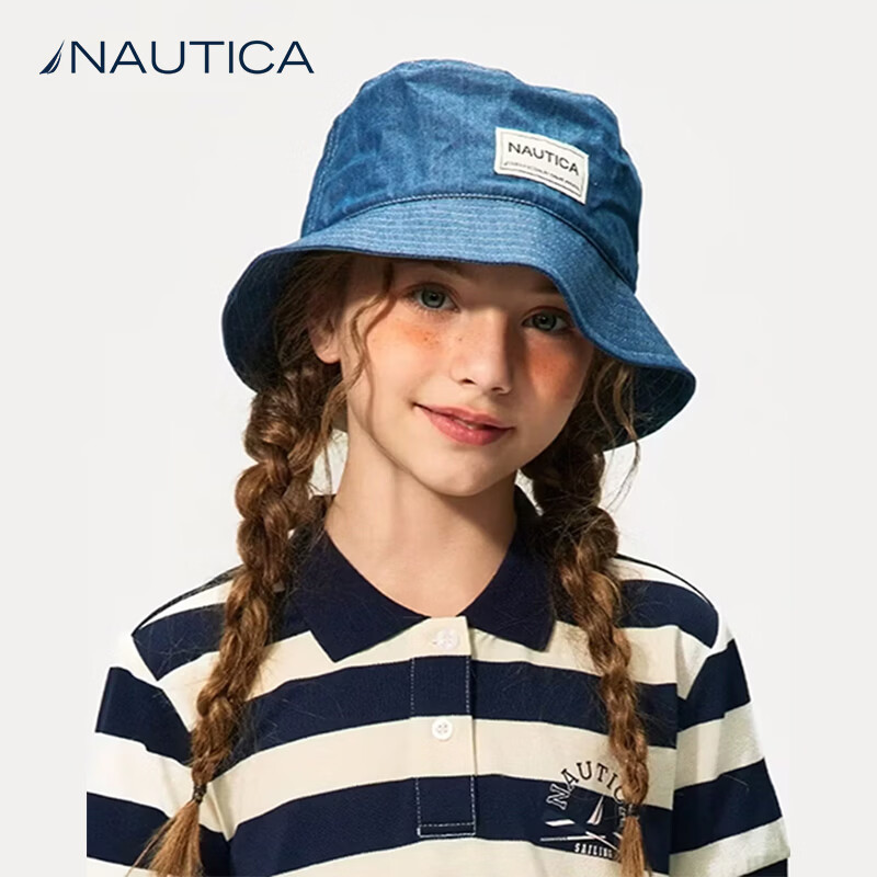 诺帝卡（NAUTICA）诺帝卡童装男童女童渔夫帽夏季儿童遮阳防晒帽头饰户外出游帽子 藏青【可收纳】