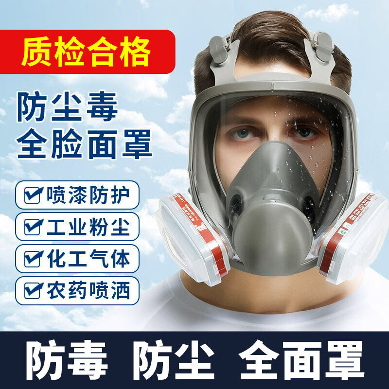 防毒面具全面罩喷漆防尘口罩全脸头罩放毒氧气化工气体专用防护罩 6800主体面具