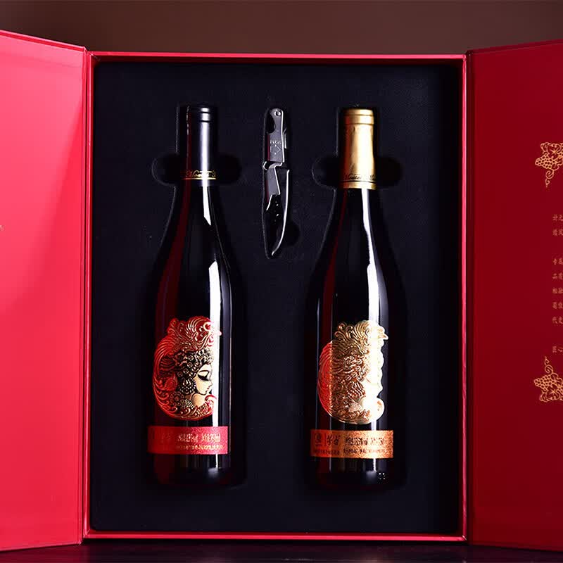 茅台(MOUTAI)茅台山海凤凰国粹珍藏葡萄酒干红+干白组合礼盒 750ml*2瓶*3盒(礼盒装)