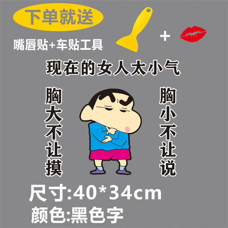 大不让膜胸小不让说车贴网红个性创意文字搞笑 太小气【40厘米黑字】