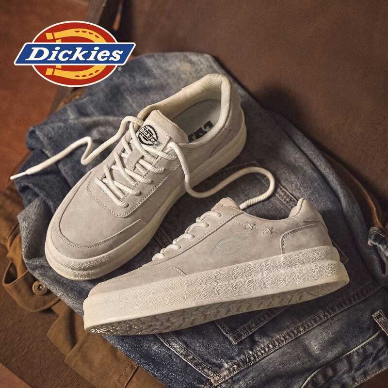 Dickies品牌男鞋2026春季新款百搭休闲鞋复古百搭防滑耐磨厚底运动板鞋男 米灰 41 41/255(2.5)
