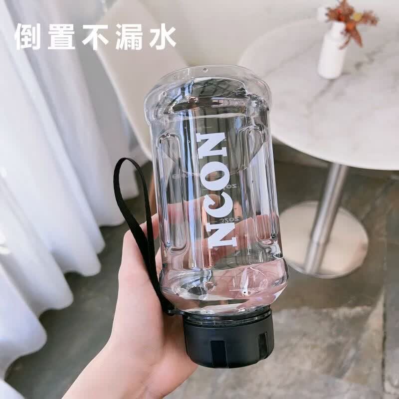 迦图鲮大容量水杯耐高温可携式过滤茶杯创意防摔学生男女户外运动健身水 【NC黑色1100ml】+杯刷