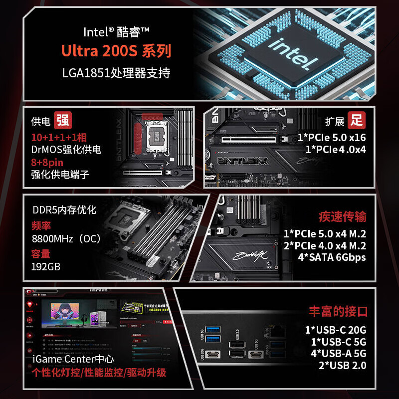 七彩虹 BATTLE-AX B860M-PLUS S WIFI7 V20超级黑刃DDR5 图 3