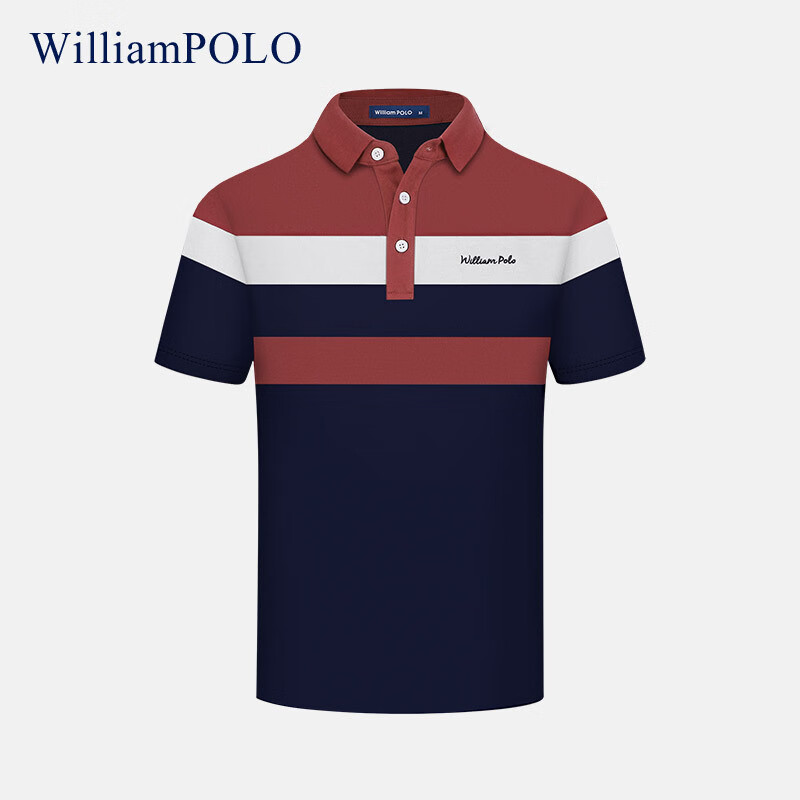 williampolo品牌保罗短袖polo衫高品质潮流美国男装夏季商务休闲条纹