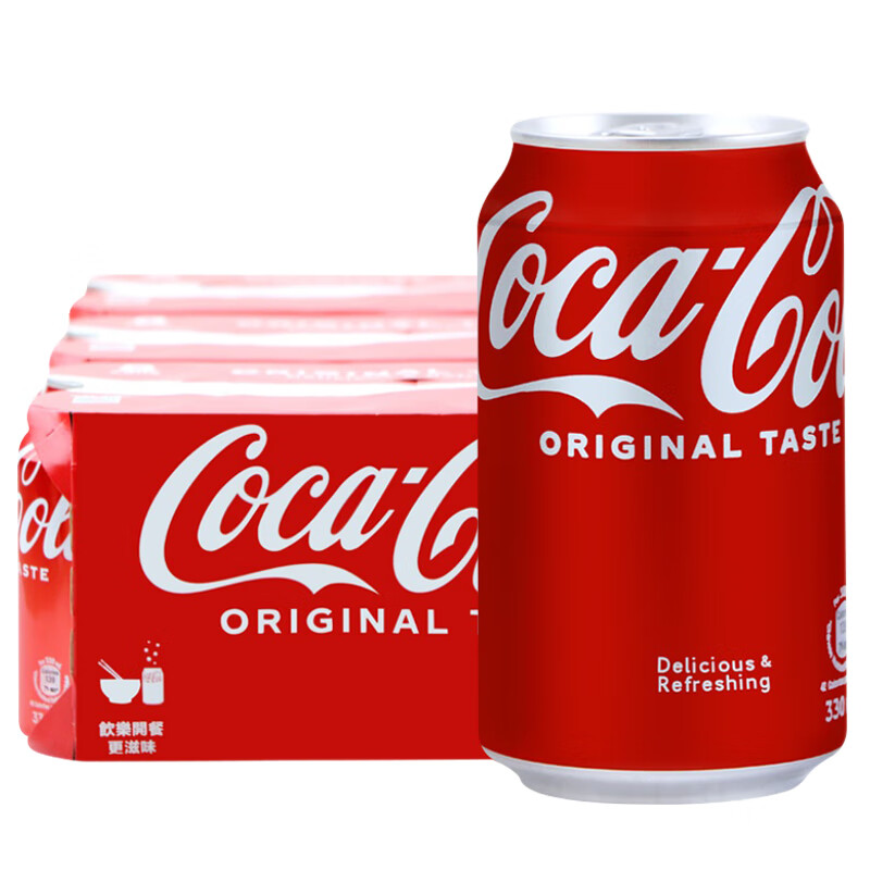 可口可乐 香港进口玉泉C忌廉味汽水330ml整箱24罐0卡无糖可乐加系碳酸饮料 原味330mL*24罐/整箱装
