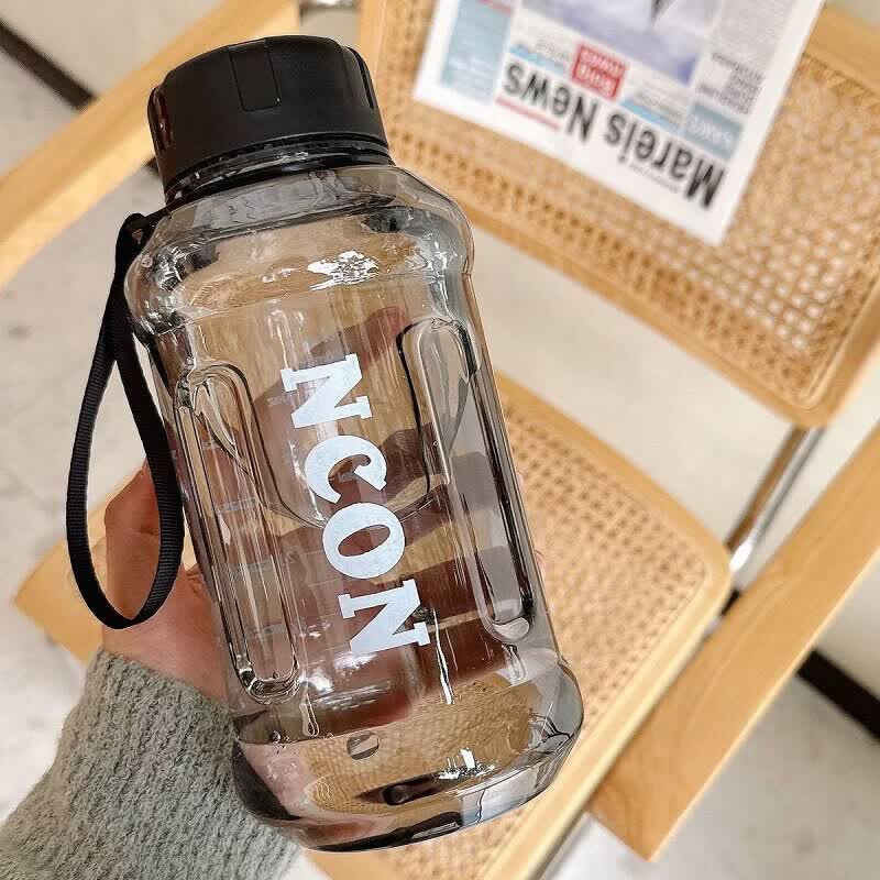 迦图鲮大容量水杯耐高温可携式过滤茶杯创意防摔学生男女户外运动健身水 【NC黑色1100ml】+杯刷