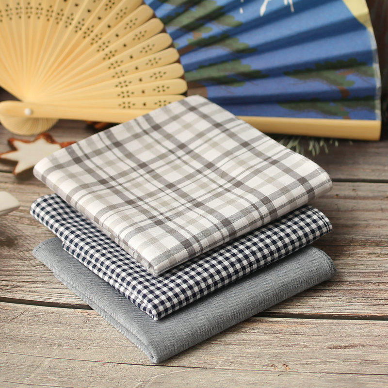 法国轻奢日本纯棉古风古典柔软男士手帕全棉和风手绢方巾精梳棉厚